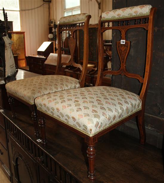 Pair of Edwardian inlaid nursing chairs